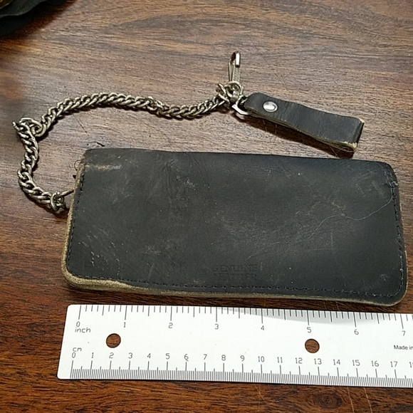 Leather Motorcycle Change Wallet Rough Condition 7.5" x 4" - Picture 4 of 4